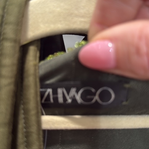 Zhivago Green Sequin Wrap Dress | Long Sleeve Evening Cocktail Gown - Picture 3 of 3